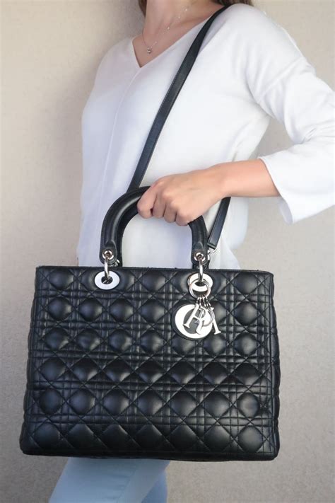 large lady dior bag black lambskin price|lady dior cannage bag.